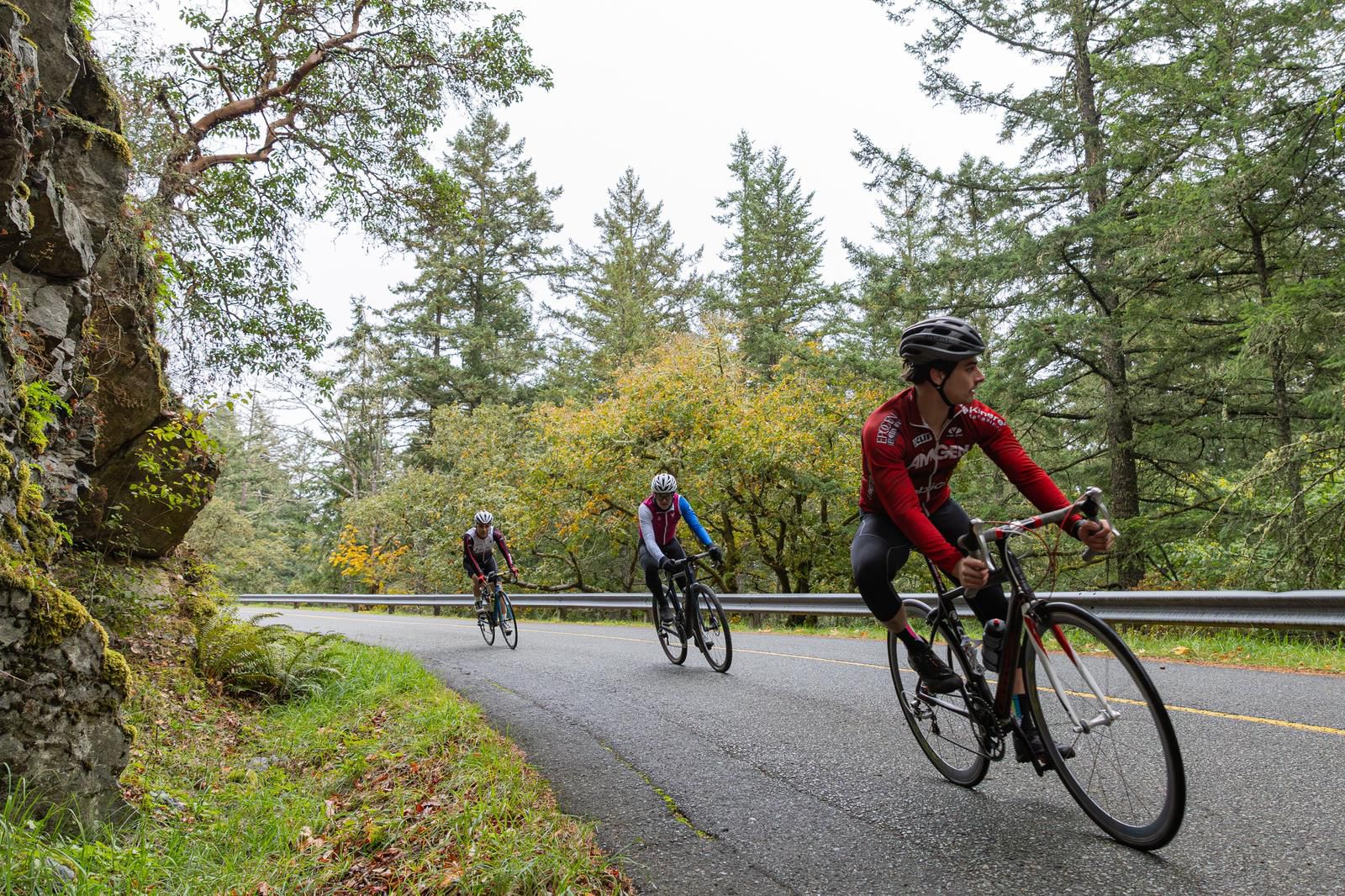 UVic Cycling Riders on a descent